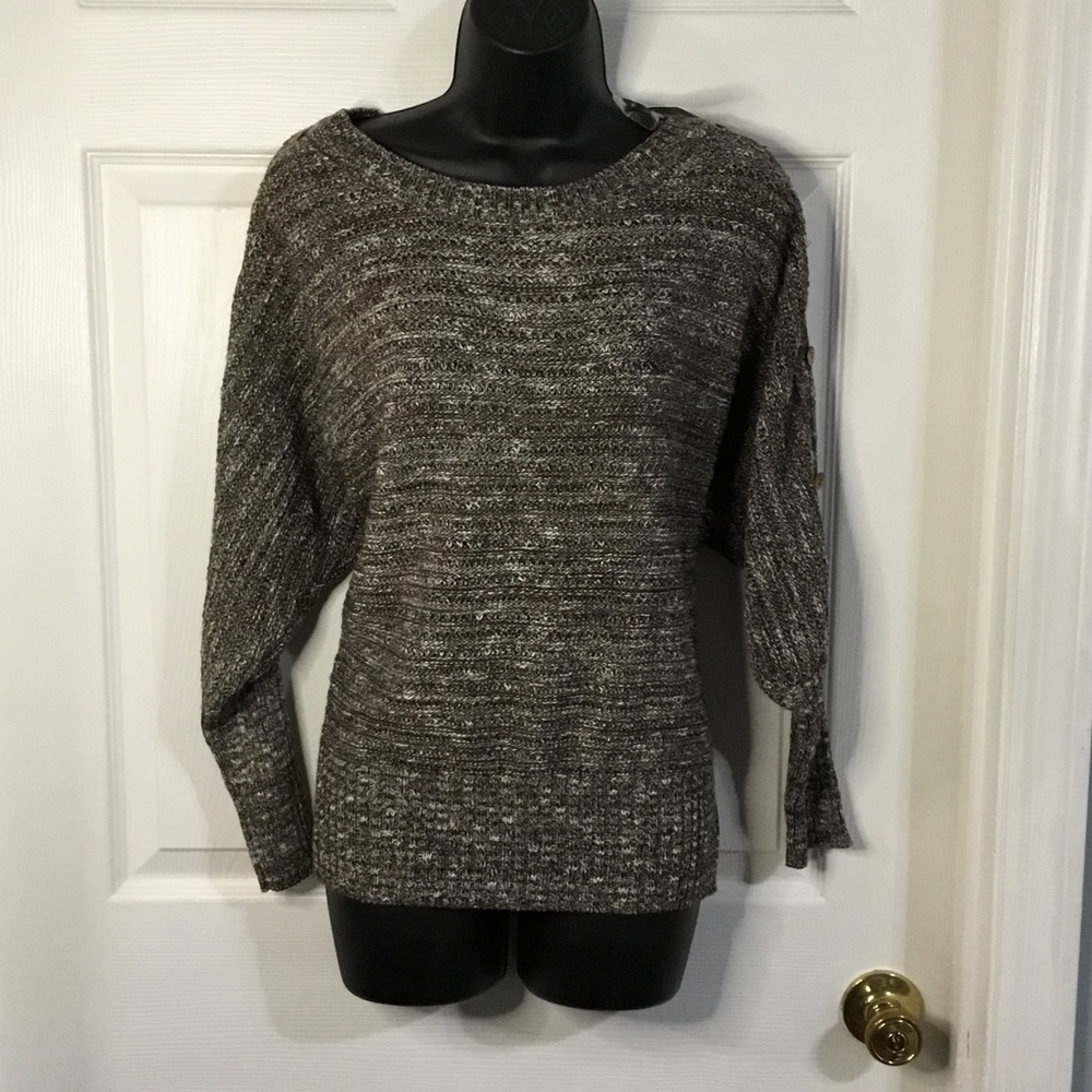 New Directions Cozy Women's Marled Brown Crewneck Sweater, size Large, NWT.